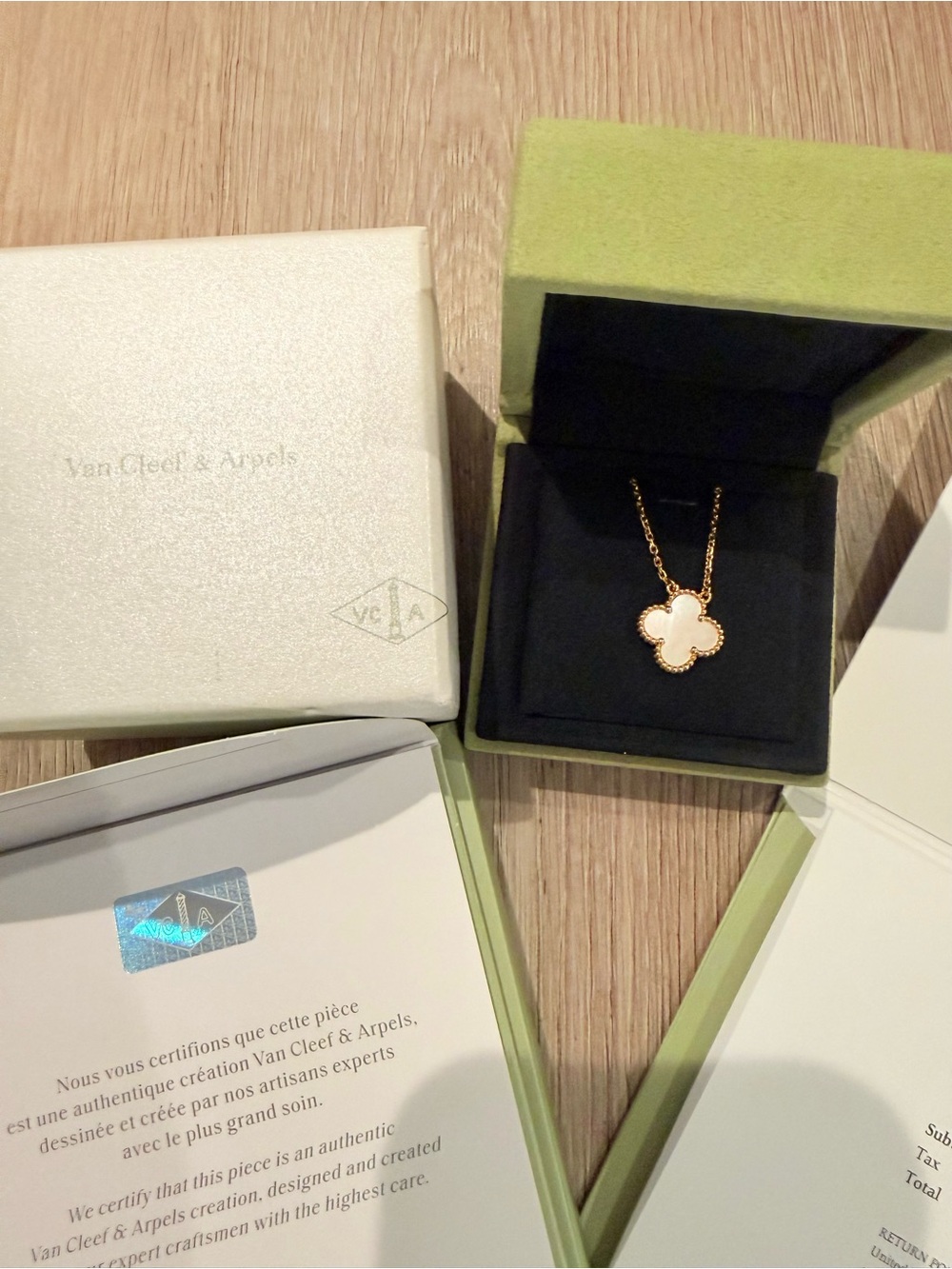 Van Cleef & Arpels White Mother-of-Pearl Alhambra Necklace in 18k Yellow Gold